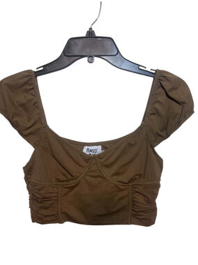 Princess Polly Cap Sleeve Crop Top Women's Size 8 Brown Boho Festival Shirt
